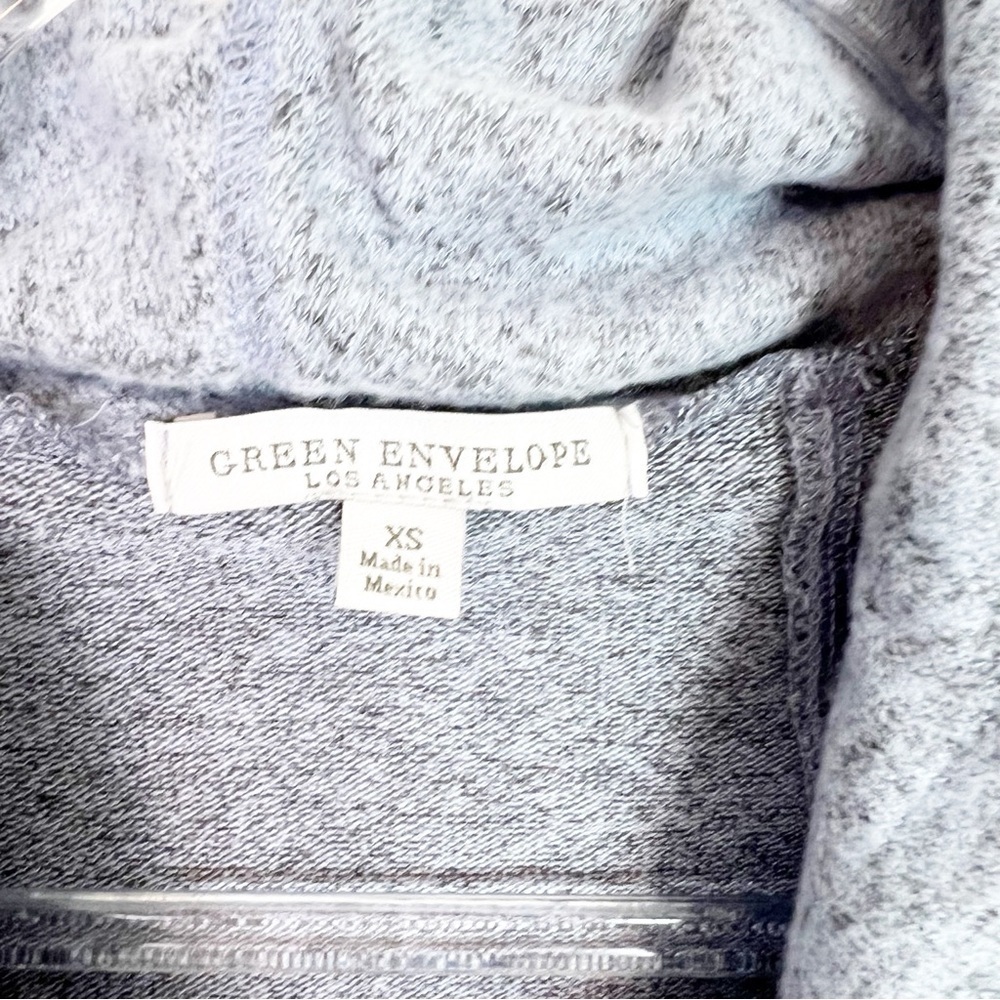 GREEN ENVELOPE BLUE COWL NECKLINE CROSS FRONT SUPER SOFT SHIRT WOMENS XS - Picture 3 of 5